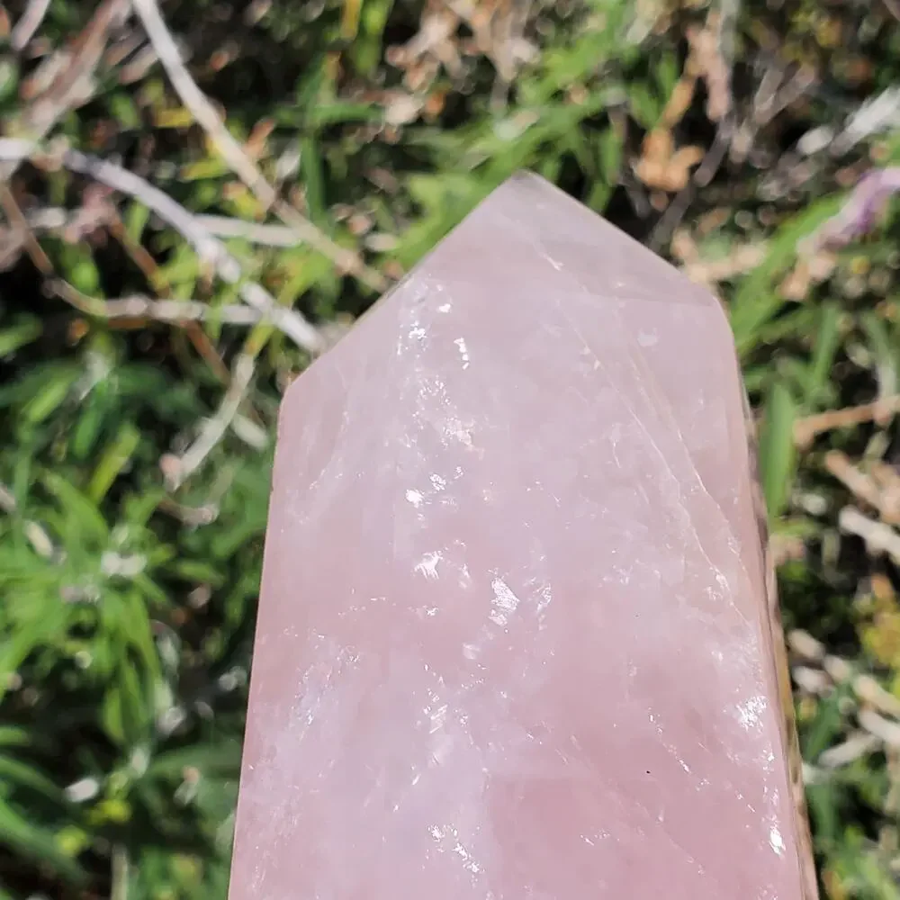 XL Rose Quartz Large Deep Pink Flashy Crystal Tower 1610 grams
